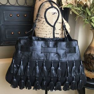 TASSEL BLACK TOTE BAG